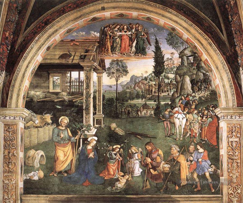 Adoration de l’enfant Renaissance Pinturicchio Peintures à l'huile